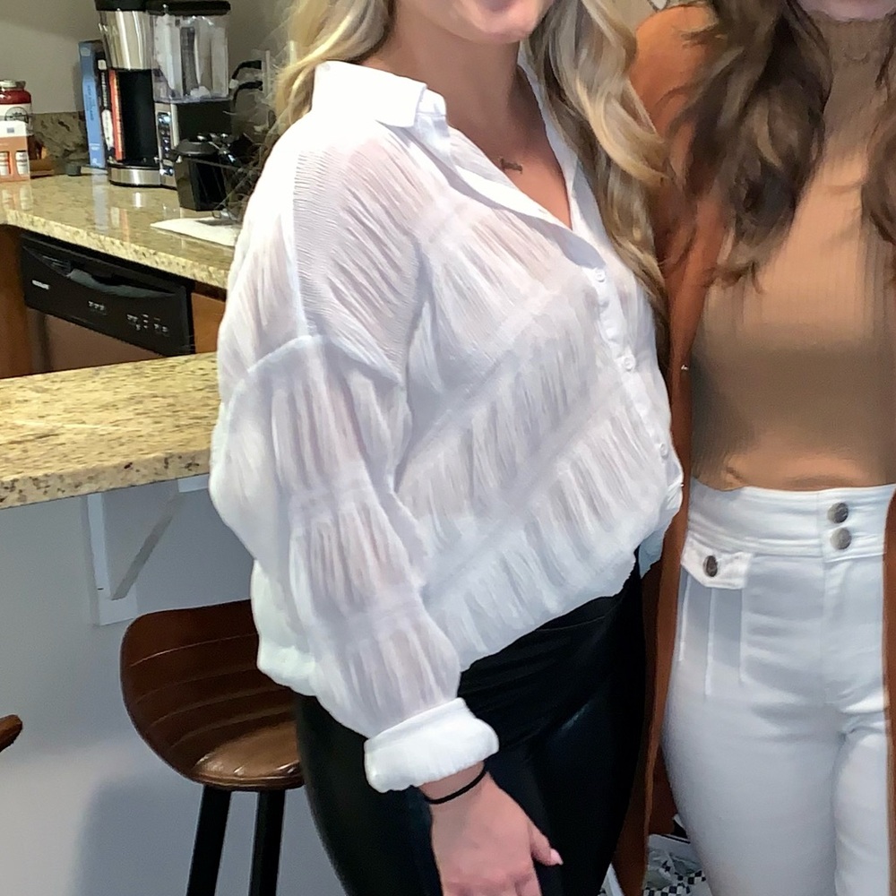Missguided Sheer White Blouse